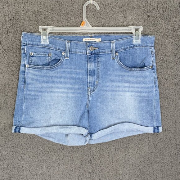 2 Levis Mid Length Shorts Womens 32 Blue/ Blue Washed - Picture 4 of 15